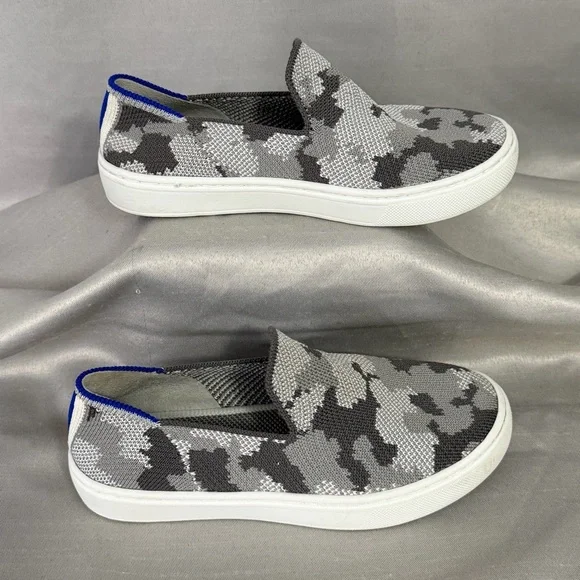 Rothy’s Kids 13 Sneakers Loafers Gray Camo Slip On Shoes Comfort Washable Soft - Picture 3 of 10